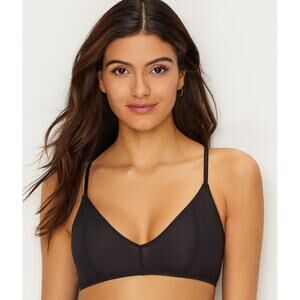 DKNY Logo Mesh Wire-Free Bralette DK4512 Black Lounge Lingerie Boudoir NWT Small